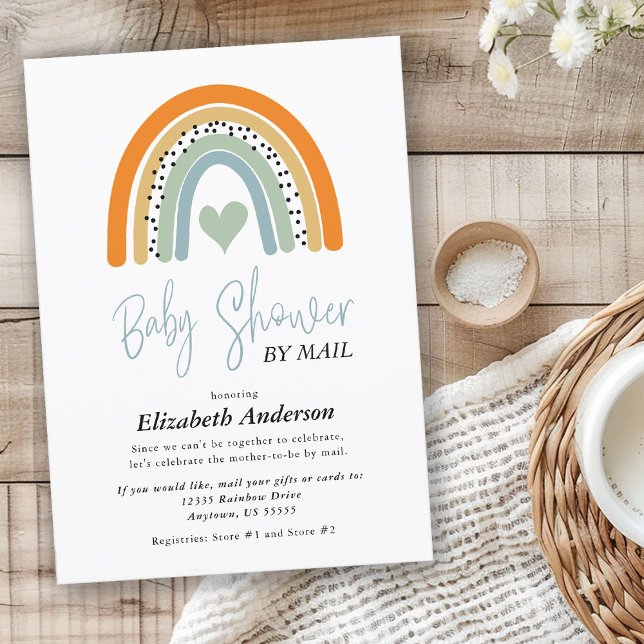 Abstract Rainbow Boy Baby Shower By Mail Invitation (Creator Uploaded)