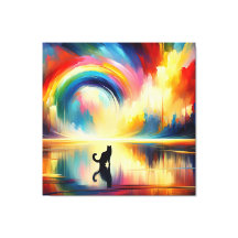 Abstract Rainbow & Cat Reflecting of Surface Water