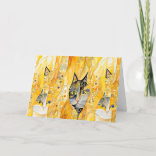 Abstract rainbow cat thank you card