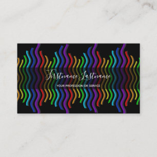 Abstract rainbow color waves calligraphy business card