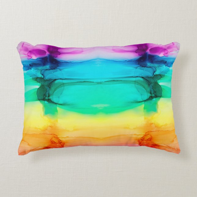 Abstract rainbow colourful background,  wallpaper. decorative cushion (Front)