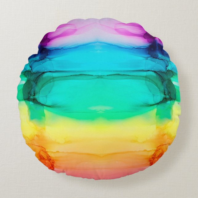 Abstract rainbow colourful background,  wallpaper. round cushion (Front)