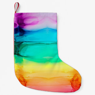 Abstract rainbow colourful background,  wallpaper. small christmas stocking