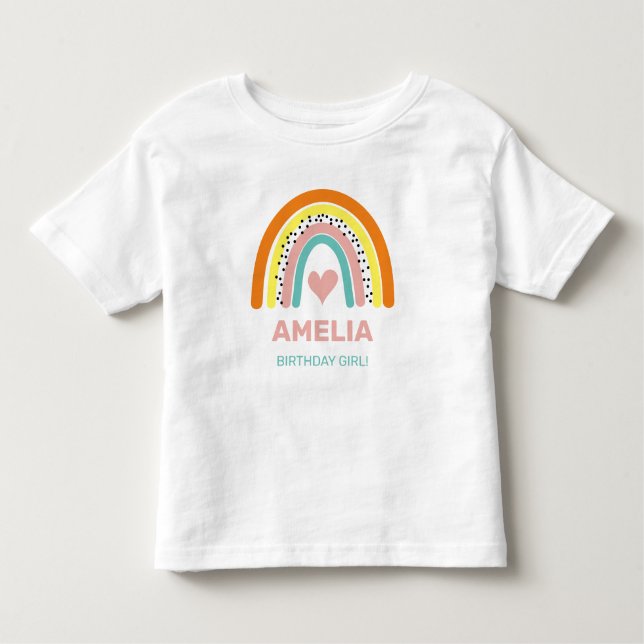 Abstract Rainbow Colourful Birthday Girl Toddler T-Shirt (Front)