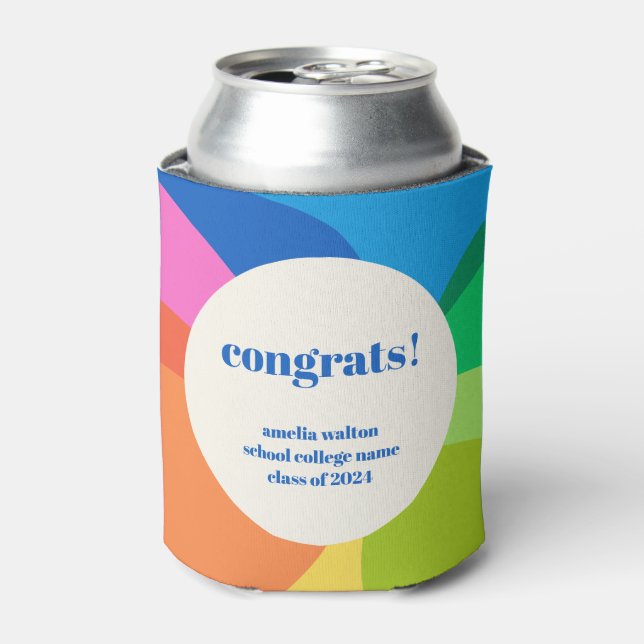 Abstract Rainbow Custom Graduation Congratulations Can Cooler (Can Front)