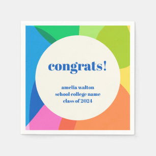 Abstract Rainbow Custom Graduation Congratulations Napkin