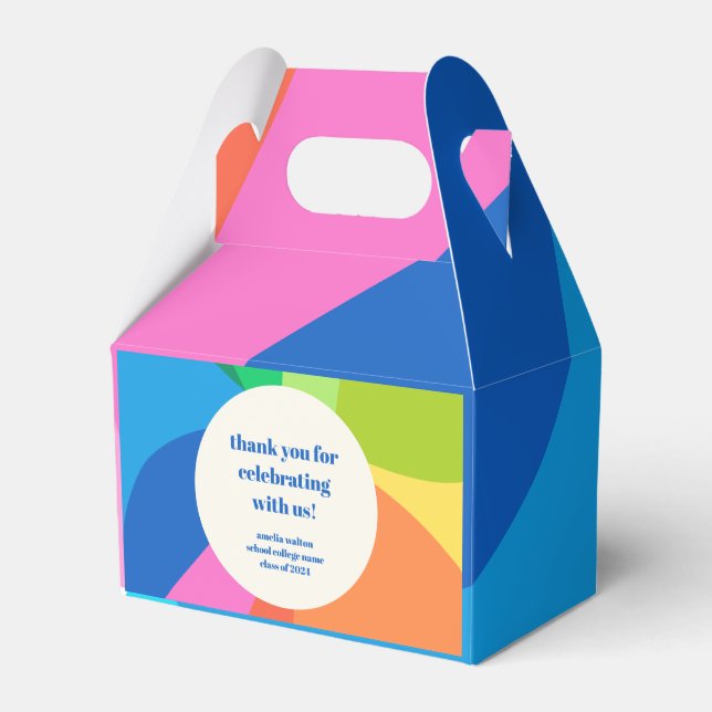Abstract Rainbow Custom Graduation Party Thank You Favour Box (Front Side)