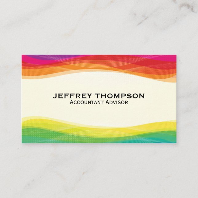 Abstract Rainbow Digital Wave Business Card (Front)