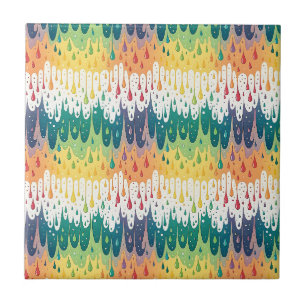 Abstract Rainbow Drip Colourful Liquid Pattern Art Ceramic Tile