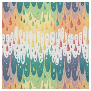 Abstract Rainbow Drip Colourful Liquid Pattern Art Fabric