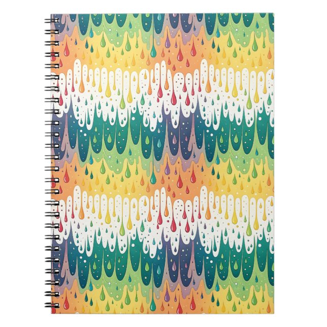 Abstract Rainbow Drip Colourful Liquid Pattern Art Notebook (Front)