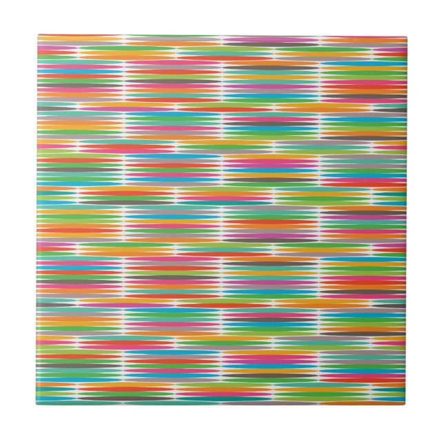 Abstract rainbow drops pattern ceramic tile (Front)