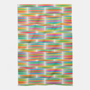 Abstract rainbow drops pattern tea towel