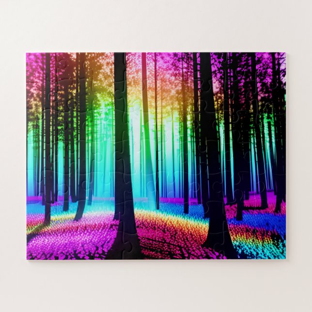Abstract Rainbow Enchanted Forest Jigsaw Puzzle (Horizontal)