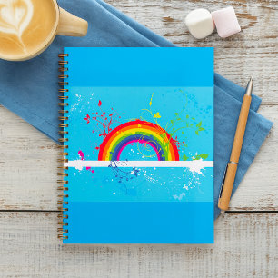 Abstract Rainbow Floral Swirls and Paint Splatter Planner