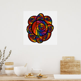 Abstract rainbow flower poster