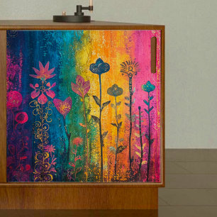 Abstract Rainbow Flowers Decoupage Tissue Paper