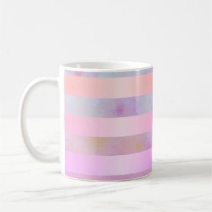 Abstract Rainbow Flowers Stripes in Watercolor Coffee Mug