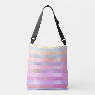 Abstract Rainbow Flowers Stripes in Watercolor Crossbody Bag