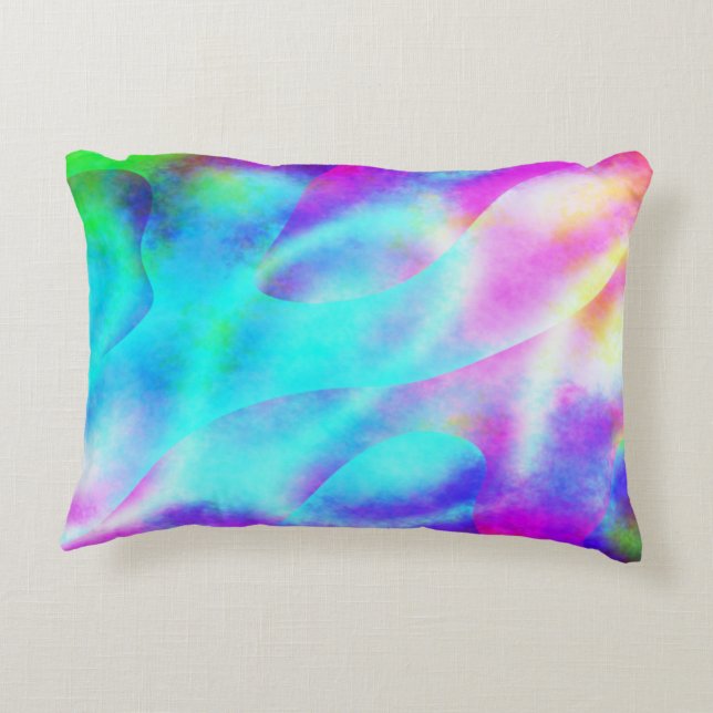 Abstract Rainbow Flowing Stripe Design Decorative Cushion (Back)