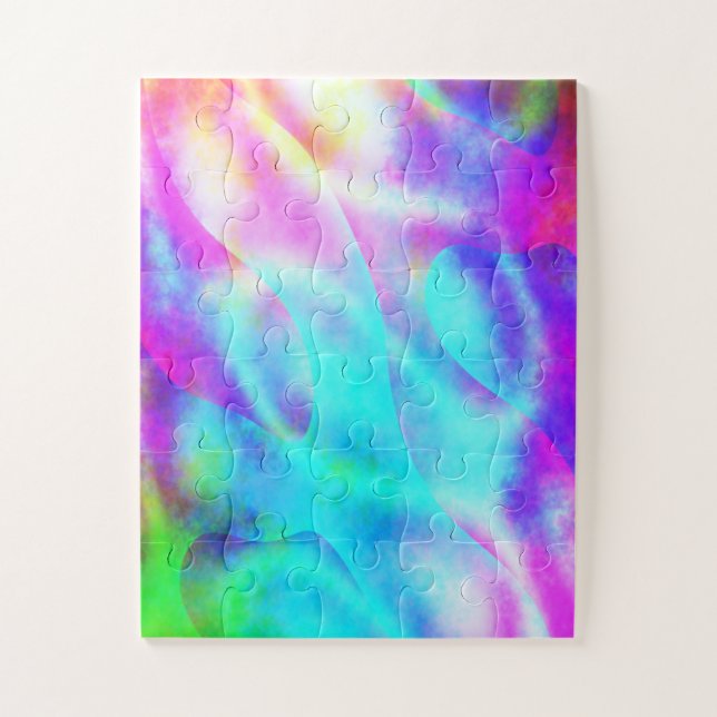 Abstract Rainbow Flowing Stripe Design Jigsaw Puzzle (Vertical)