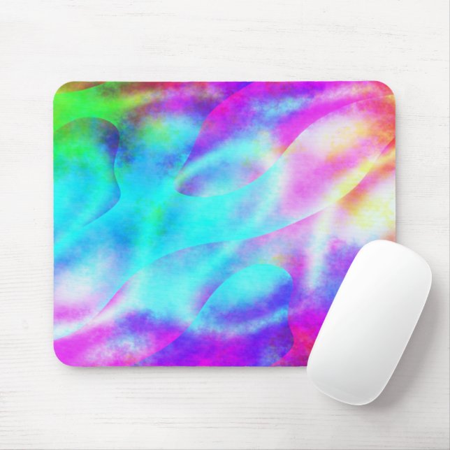 Abstract Rainbow Flowing Stripe Design Mouse Pad (With Mouse)