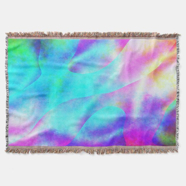 Abstract Rainbow Flowing Stripe Design Throw Blanket (Front)