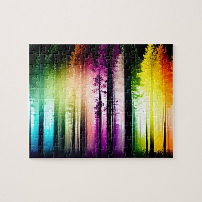 Abstract Rainbow Forest Landscape Jigsaw Puzzle (Horizontal)