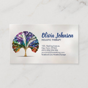 Abstract Rainbow Gingko Tree Business Card