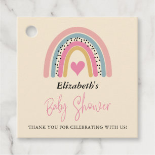 Abstract Rainbow Girl Baby Shower Thank You Favour Tags