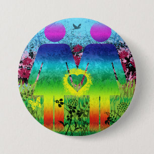 Abstract Rainbow Grunge Love Button