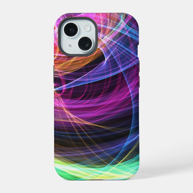 Abstract Rainbow lights vortex lights iPhone 15 Case (Back)