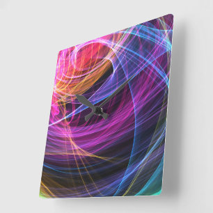 Abstract Rainbow lights vortex lights Square Wall Clock