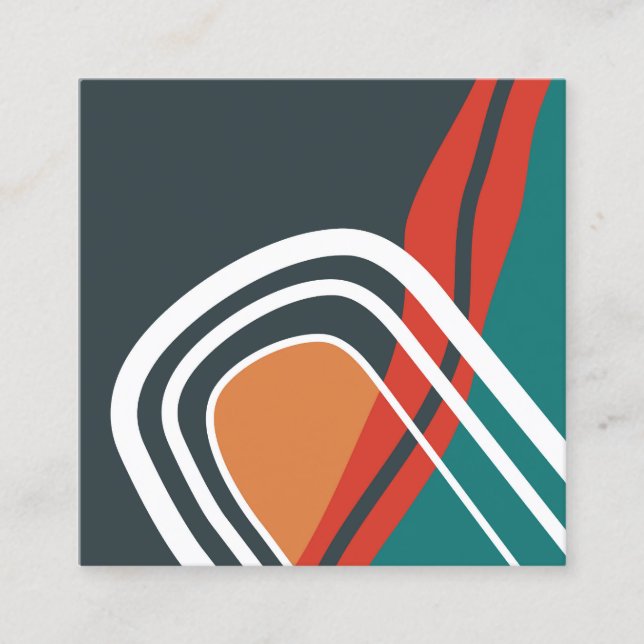 Abstract rainbow line art  square business card (Front)