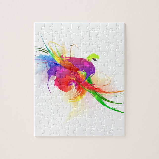 Abstract Rainbow Lorikeet Paint Splatters Jigsaw Puzzle (Vertical)