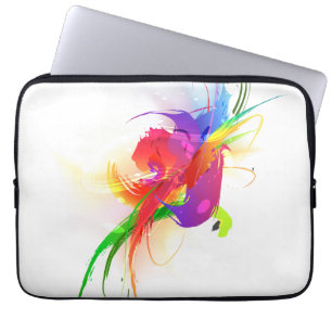 Abstract Rainbow Lorikeet Paint Splatters Laptop Sleeve
