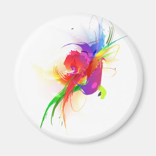 Abstract Rainbow Lorikeet Paint Splatters Magnet