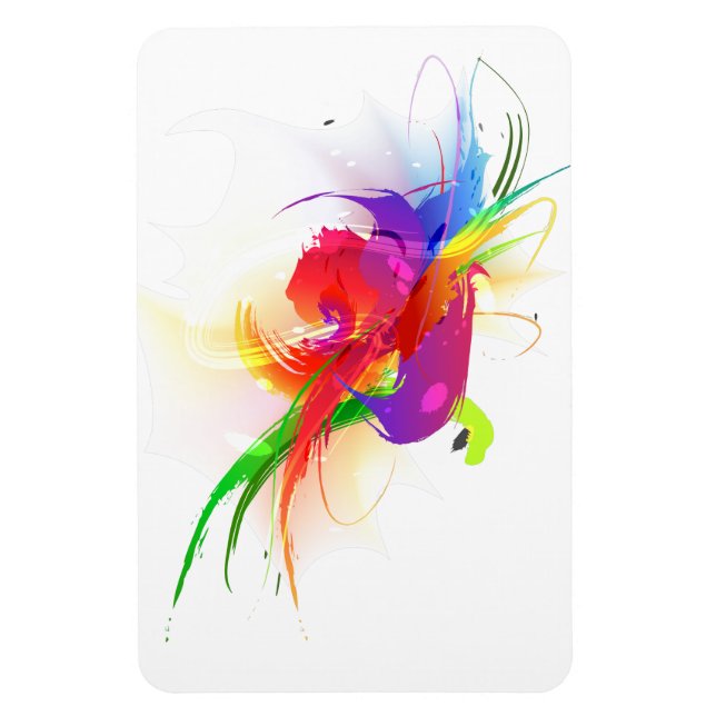 Abstract Rainbow Lorikeet Paint Splatters Magnet (Vertical)