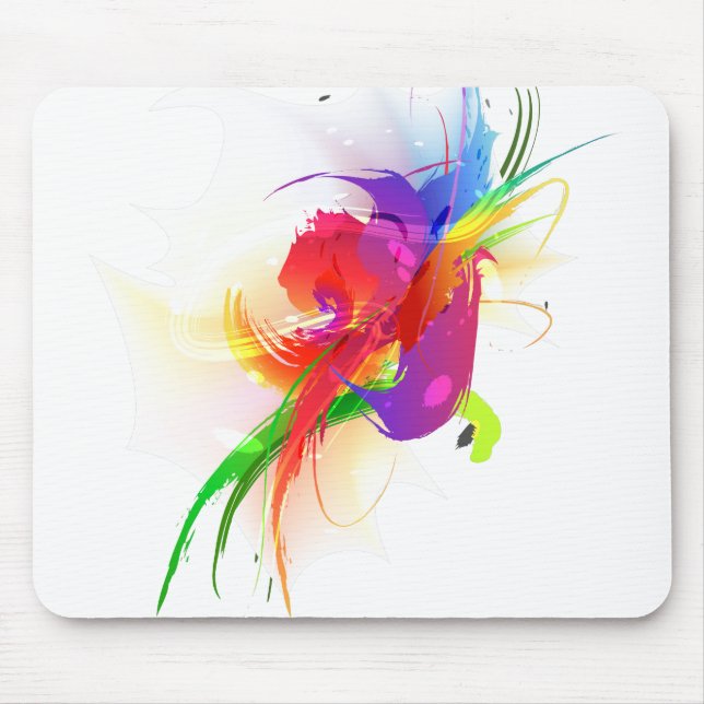 Abstract Rainbow Lorikeet Paint Splatters Mouse Pad (Front)