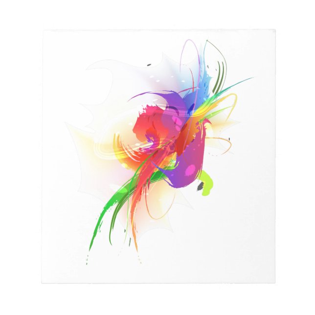 Abstract Rainbow Lorikeet Paint Splatters Notepad (Front)
