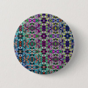 Abstract Rainbow Mandala Fractal 6 Cm Round Badge