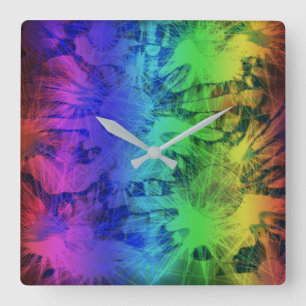 Abstract Rainbow Meadow Design Square Wall Clock