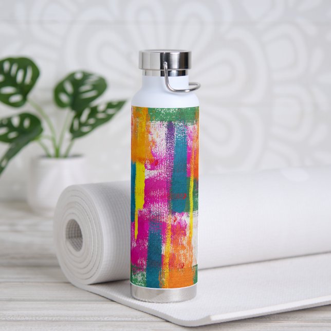 Abstract Rainbow Paint Pattern Water Bottle (Yoga)