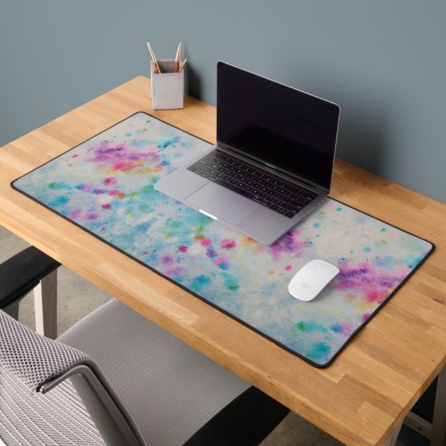 Abstract Rainbow Paint Splatter Desk Mat (Office 2)
