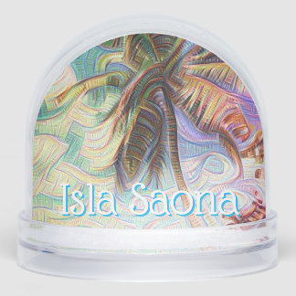 Abstract Rainbow Palm Tree Isla Saona Snowglobe