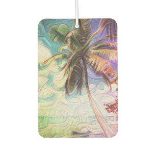 Abstract Rainbow Palm Tree on Isla Saona Caribbean Car Air Freshener