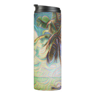 Abstract Rainbow Palm Tree on Isla Saona Caribbean Thermal Tumbler