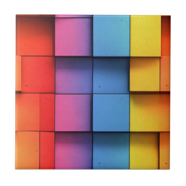 Abstract Rainbow Pattern Ceramic Tile (Front)