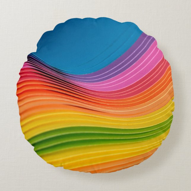 Abstract rainbow pattern texture round cushion (Front)