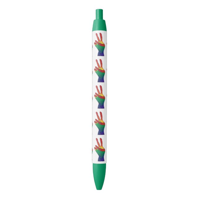 Abstract rainbow peace hand sign custom pens (Front Vertical)